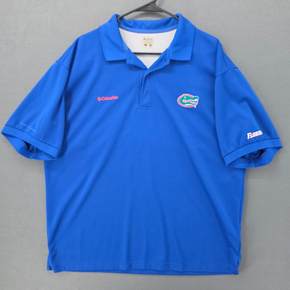 Columbia Florida Gators PFG Polo Shirt Mens Large Blue Omni-Shade XM6126